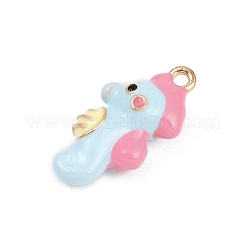合金エナメル動物漫画ペンダント  ライトゴールド  タツノオトシゴ  19x10x6mm  穴：1.6mm&nbsp;PALLOY-R158-02LG-03