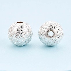 925スターリングシルバービーズ  ラウンド  テクスチャ  銀  10mm  穴：2mm&nbsp;STER-N017-25A-S