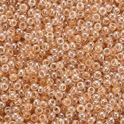 12/0個の模造ヒスイガラスシードビーズ  不透明色の光沢  ラウンド  バリーウッド  2x1.5mm  穴：1mm  約40000個/ポンド&nbsp;SEED-S049-A-015