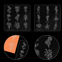 アクリル粘土テクスチャボード  正方形  花  100x100mm  2個/セット&nbsp;DIY-WH0498-0013