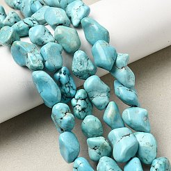 天然のグリーンターコイズビーズ連売り  ナゲット  9~19x7~12x5~11mm  穴：1mm  約30個/連  15.55インチ&nbsp;G-N0312-01