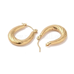 Texture Oval 201 Stainless Steel Half Hoop Earrings for Women&nbsp;EJEW-G385-10G