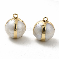 天然真珠のペンダント  ラウンドチャーム  真鍮のループを有します  ライトゴールド  17~19x13~15mm  穴：1.8mm&nbsp;PEAR-P004-28KCG