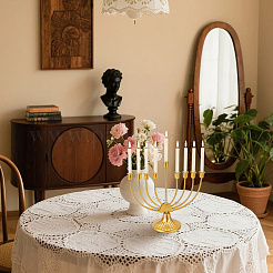 Iron 9-Branch Menorah Candle Holder&nbsp;AJEW-WH0696-763