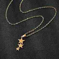 Star 201 Stainless Steel Pendant Necklaces & Stud Earrings Sets for Women&nbsp;SJEW-Q025-02G