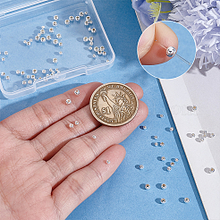 90 個 3 スタイル 925 スターリングシルバービーズ  ラウンド  銀  2~3x2~2.5mm  穴：0.9~1.2mm  30個/スタイル&nbsp;STER-PH0005-17