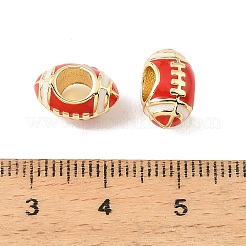 Sports Ball Brass Enamel European Beads&nbsp;KK-CBAF2EC-03G-02