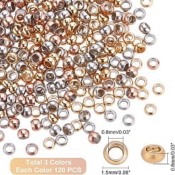 360個3色304ステンレススチールスペーサービーズ  ロンデル  ミックスカラー  1.5x0.8mm  穴：0.8mm  120個/カラー&nbsp;STAS-UN0024-93