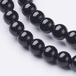 天然染色・加熱処理されたブラックオニキスのラウンドビーズ連売り  グレードA  4mm  穴：0.8mm  約91~95個/連  14.5インチ。&nbsp;X-GSR4mmC097