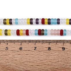 透明なすりガラスビーズ連売り  ロンデル  ミックスカラー  4~4.5x2~2.5mm  穴：0.8~1mm  約175~179個/連  15.16~15.35インチ（38.5~39cm）&nbsp;GLAA-N069-01A-M