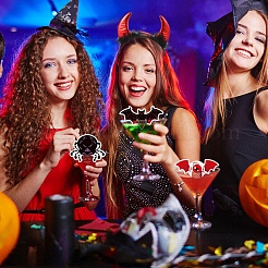 ハロウィーンのカボチャの紙カード挿入物  ワイングラスチャーム  混合図形  30~55x49~69mm  8個/セット。&nbsp;PW-WG9EA4F-01