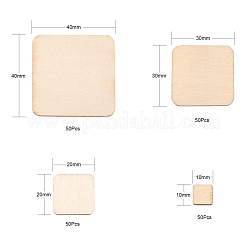 200Pcs 4 Style Wood Cabochons&nbsp;WOOD-LS0001-20