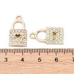亜鉛合金チャーム  クリスタルラインストーン付き  ハートの南京錠  ライトゴールド  20.5x11x2.5mm  穴：2mm&nbsp;X1-ALRI-TAC0003-26A