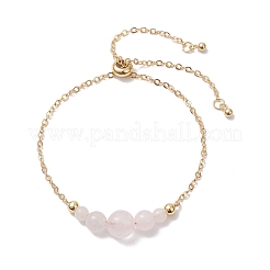 Round Natural Rose Quartz Beaded Bracelats&nbsp;BJEW-JB12806-01