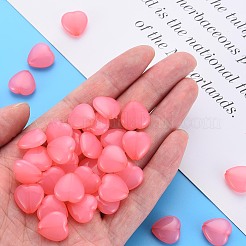透明なアクリルビーズ  染め  ハート  鮭色  13.5x14x6mm  穴：1.5mm  約775個/500g&nbsp;TACR-S154-54E-03