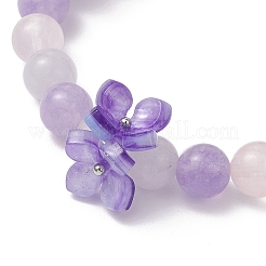 Natural Aquamarine & Rose Quartz & Amethyst Round Beaded Charm Bracelets&nbsp;BJEW-TA00615-01