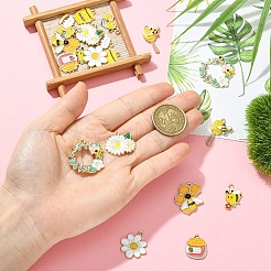 20個10スタイルアロイエナメルペンダント  蜂蜜の瓶/蜂/花のチャーム  ライトゴールド  17.5~27.5x13~27.5x1~3mm  穴：1.6~2mm  2個/スタイル&nbsp;ENAM-YW0008-98