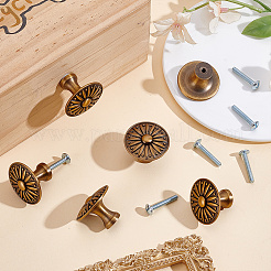Round with Flower Alloy Cabinet Pull Handle&nbsp;FIND-WH0173-535