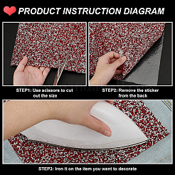 長方形プラスチックホットフィックスラインストーン  パッチにアイロン  ドレスシューズ衣服装飾  ルビー  400x240x2mm&nbsp;DIY-WH0349-339D