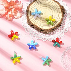 7 個 7 色手作りランプワーク ペンダント  ヒトデのチャーム  ミックスカラー  28~30x24~25x9~10mm  穴：3~4mm  1pc /カラー&nbsp;LAMP-CJ0002-75