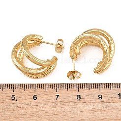 女性用304ステンレススチールスタッドピアス  ハーフフープピアス  316サージカルステンレススチールピン付き  PVD真空メッキ  ゴールドカラー  21x22x15.5mm&nbsp;SA-CBAB549-07G