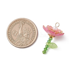 電気メッキガラスとアクリルパーツ  花のチャーム  ミックスカラー  29x18x18.5mm  穴：2x3mm&nbsp;PALLOY-JF05048