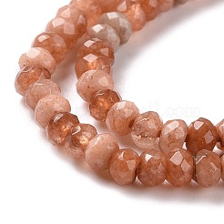染め天然マレーシアジェイド翡翠ロンデルビーズ連売り  多面カット  ライトコーラル  4x2~3mm  穴：1mm  約110~115個/連  14インチ&nbsp;X-G-E316-2x4mm-42
