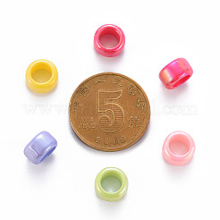 オペークアクリルヨーロピアンビーズ  染め  ABカラー  大穴ビーズ  コラム  ミックスカラー  8x5mm  穴：5mm&nbsp;X-TACR-S153-41I