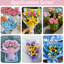 チューリップツイストスティックのDIYキット  パイプクリーナーを含む  DIYぬいぐるみスティック  鉄の茎の花棒  包装紙  ナイロンオーガンジーリボンとマスキングテープ  ミックスカラー  300x5~6mm&nbsp;AJEW-SC0032-04