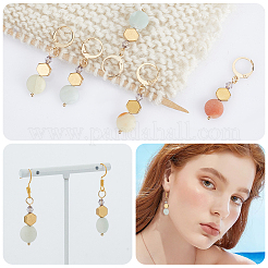 Natural Flower Amazonite & Non-magnetic Synthetic Hematite Pendant Stitch Markers&nbsp;HJEW-AB00516