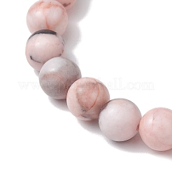 8mm ラウンド天然ゼブラジャスパーと溶岩石ビーズストレッチブレスレット（女性用）  黄金メッキ  内径：2-1/2インチ（6.5cm）&nbsp;BJEW-JB10433