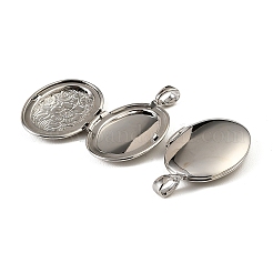 Floral Embossed Brass Locket Pendants&nbsp;KK-CBA7157-01P