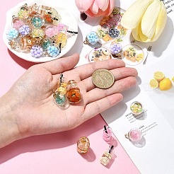 30 個 10 スタイルのガラスペンダント  内部にプラスチック製の発見物と泡が付いています  ミックスカラー  16~28x16~29x16~28mm  穴：1.6~2.5mm  3個/スタイル&nbsp;GLAA-YW0003-61