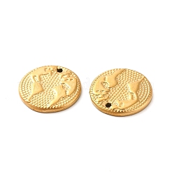 イオンプレーティング（IP）304ステンレスペンダント  フラットラウンドのチャーム  ゴールドカラー  15x2mm  穴：1.2mm&nbsp;STAS-Q001-14G