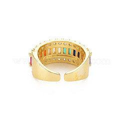 Brass Micro Pave Cubic Zirconia Cuff Rings for Women&nbsp;RJEW-T016-39G-01