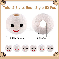 100Pcs 2 Styles Maple Wood European Beads&nbsp;WOOD-GF0002-22