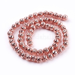 Electroplated Natural Lava Rock Bead Strands&nbsp;G-E429-01-6mm-RG