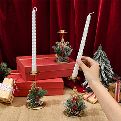 クリスマステーマの鉄とプラスチックのキャンドルホルダー3個、3つのスタイル  テーパーキャンドル用  結婚式やパーティー、家の装飾  混合図形  ゴールドカラー  84~100x83~85x144~150mm  内径：21.5mm  1個/スタイル&nbsp;AJEW-OC0014-47