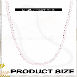 女性用ファセットロンデルガラスビーズネックレス1個  ピンク  14.84インチ（37.7cm）&nbsp;NJEW-LP0007-05B