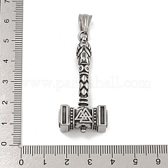 304ステンレスペンダント  ヴァルクナットチャーハンマー  アンティークシルバー  49x21.5x10mm  穴：9x5mm&nbsp;STAS-D110-10AS