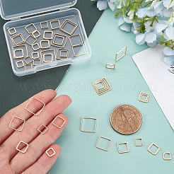 60 個 6 スタイル真鍮リンクリング  長持ちメッキ  正方形  24KGP本金メッキ  6x6x1mm  内径：4x4mm  60個/箱&nbsp;KK-PH0002-37