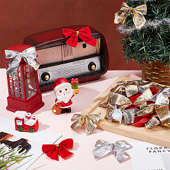 6セット3色のポリエステル製蝶結び飾り  クリスマスツリーやギフトボックスの装飾に使える鉄製のツイストタイ付き  ミックスカラー  40x50x7mm  2セット/カラー&nbsp;AJEW-HY0001-83