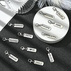 合金ペンダント装飾12個。  合金製カニカン付き  長方形  アンティークシルバー＆プラチナ  33mm  12個/セット&nbsp;HJEW-YW00045
