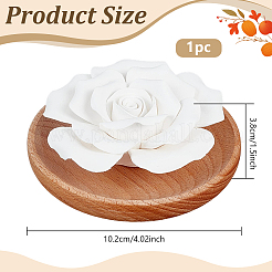 Porcelain Rose Flower with Wood Base Aromatherapy Diffuser&nbsp;DJEW-WH0077-05A