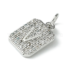 Rack Plating Brass Micro Pave Clear Cubic Zirconia Charms&nbsp;KK-G501-01V-P