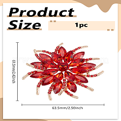 1Pc Flower Alloy Glass Rhinestone Lapel Pins for Wedding Party&nbsp;JEWB-LP0006-06D
