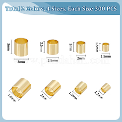 2400個 8スタイル コラム真鍮ビーズ  長持ちメッキ  プラチナ·ゴールデン  1.5~3x1.5~3mm  穴：1.2~2.5mm  300個/スタイル&nbsp;KK-UN0003-74