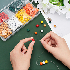 300Pcs 6 Colors Spray Painted Wood Beads&nbsp;WOOD-PH0002-54