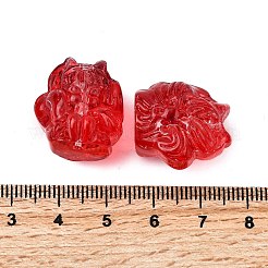 ガラスビーズ  キツネ  ファイヤーブリック  20x19x15mm  穴：1.2mm&nbsp;GLAA-D303-01B