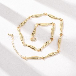 女性用真鍮ネックレス  チェーンネックレス  リンクチェーン  魚  透明  18KGP本金メッキ  14.72~15.74インチ（37.4~40cm）&nbsp;NJEW-Z113-01G